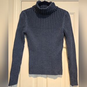 Women's Christopher & Banks Blue Sparkle Knit Turtleneck Sweater Size Small